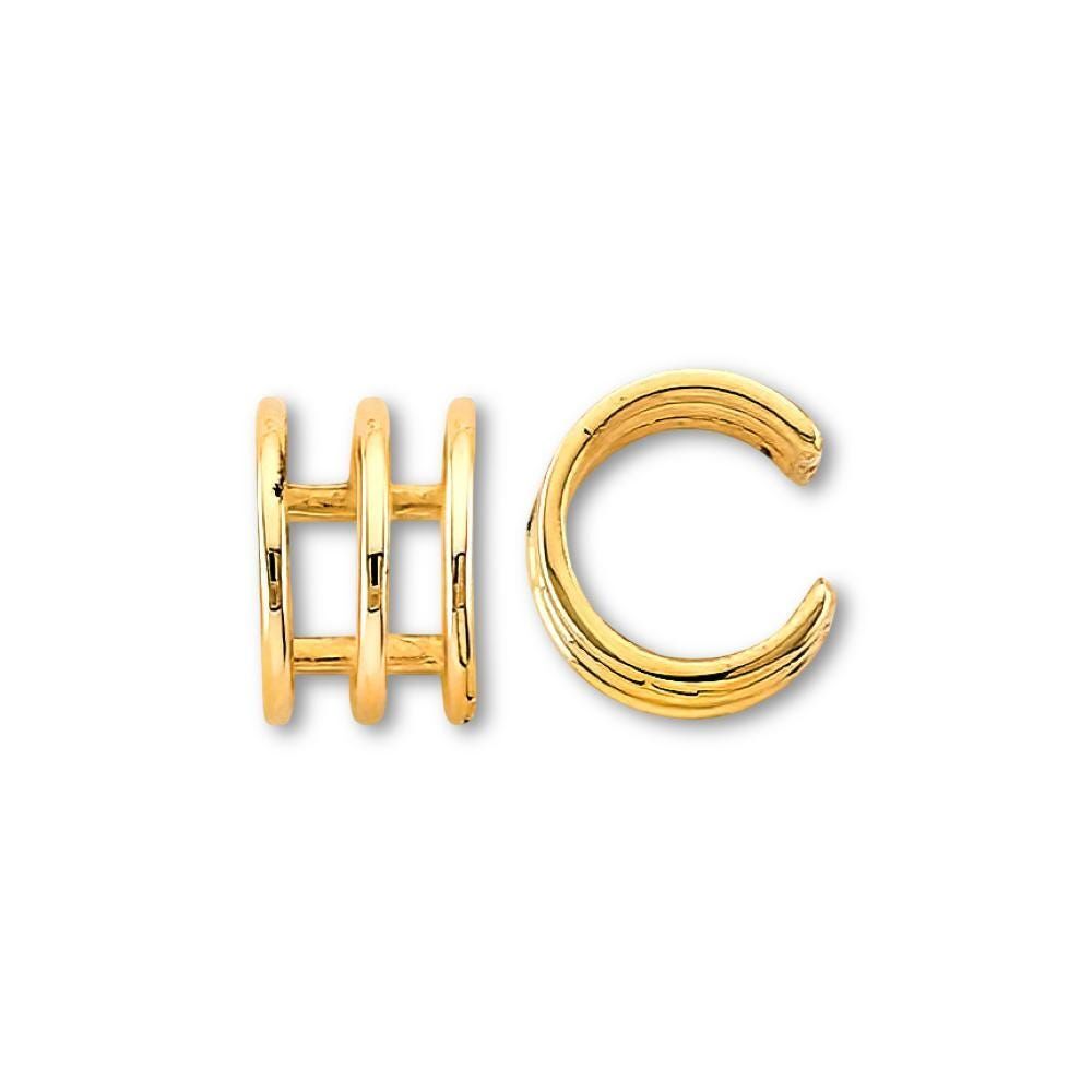 14K Gold Triple Line Ear Cuff | Minimalist No Piercing By Tehrani Jewelry